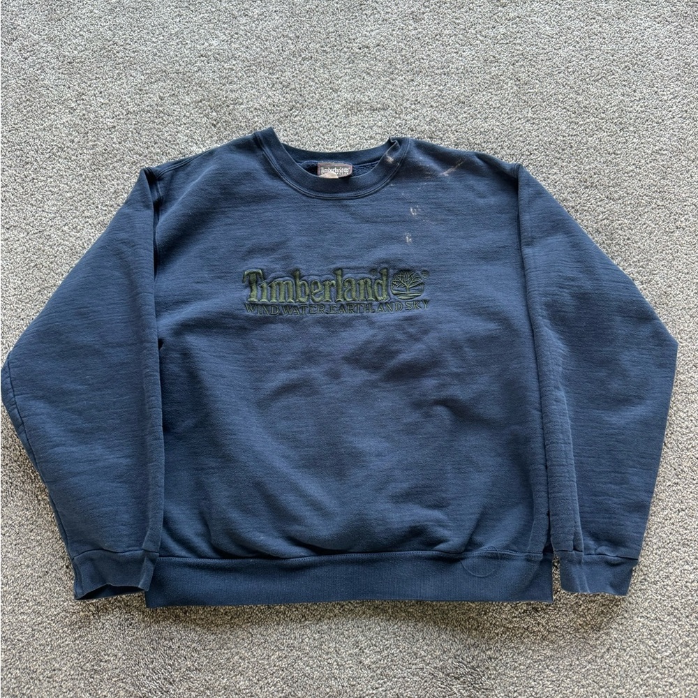 Vintage Timberland Men's Navy Sweater